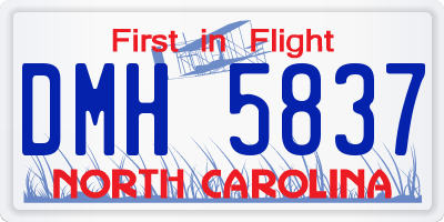 NC license plate DMH5837
