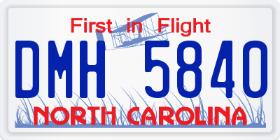 NC license plate DMH5840