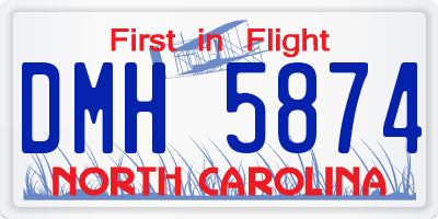NC license plate DMH5874