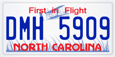 NC license plate DMH5909