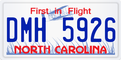 NC license plate DMH5926