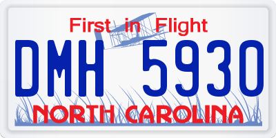 NC license plate DMH5930