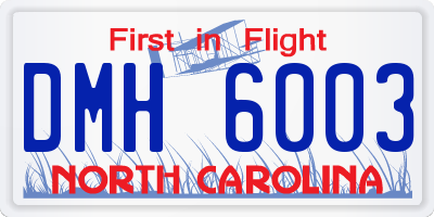NC license plate DMH6003