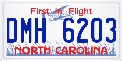 NC license plate DMH6203