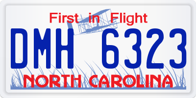 NC license plate DMH6323