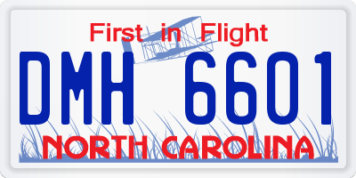 NC license plate DMH6601