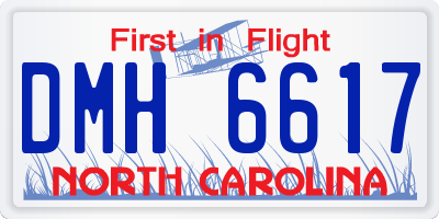 NC license plate DMH6617
