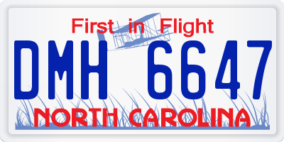 NC license plate DMH6647