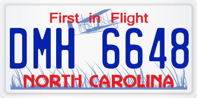 NC license plate DMH6648