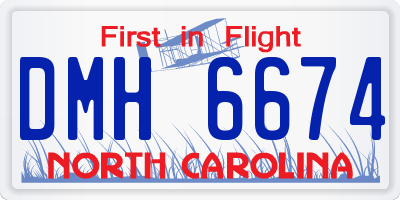 NC license plate DMH6674