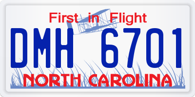 NC license plate DMH6701