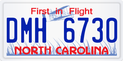 NC license plate DMH6730
