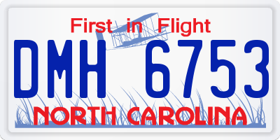 NC license plate DMH6753