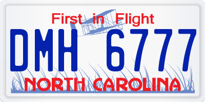 NC license plate DMH6777