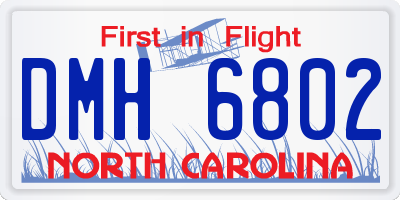 NC license plate DMH6802