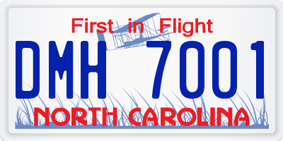 NC license plate DMH7001