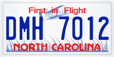NC license plate DMH7012