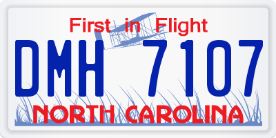 NC license plate DMH7107