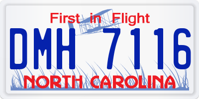 NC license plate DMH7116