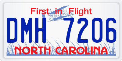NC license plate DMH7206