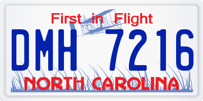NC license plate DMH7216