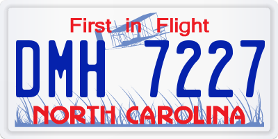 NC license plate DMH7227