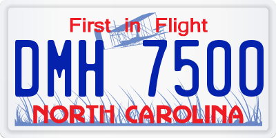 NC license plate DMH7500