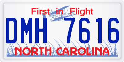NC license plate DMH7616