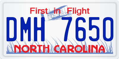 NC license plate DMH7650