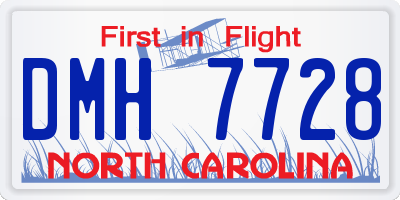 NC license plate DMH7728