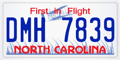 NC license plate DMH7839