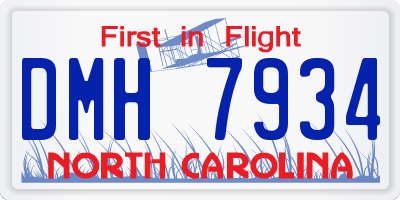 NC license plate DMH7934