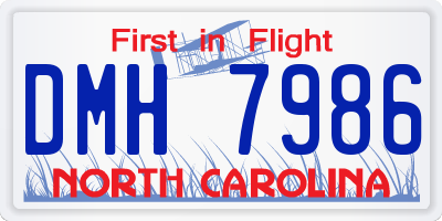 NC license plate DMH7986