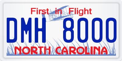 NC license plate DMH8000