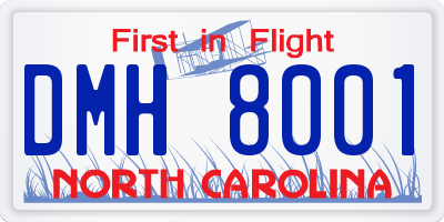 NC license plate DMH8001