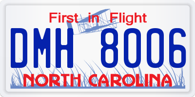 NC license plate DMH8006