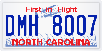 NC license plate DMH8007