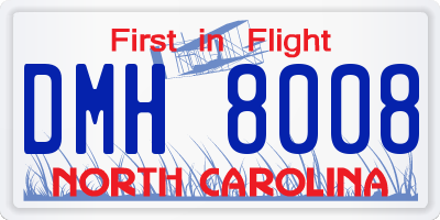 NC license plate DMH8008