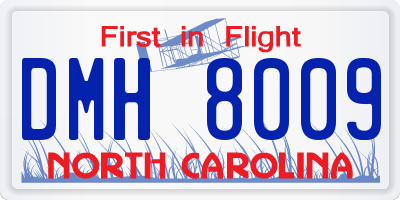 NC license plate DMH8009