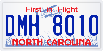 NC license plate DMH8010