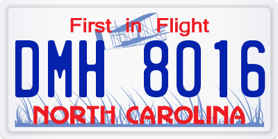 NC license plate DMH8016