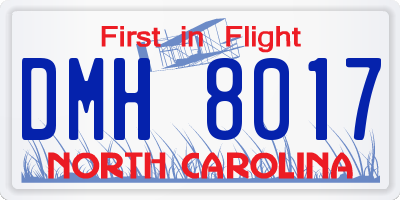 NC license plate DMH8017