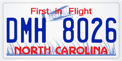 NC license plate DMH8026