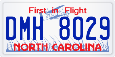 NC license plate DMH8029