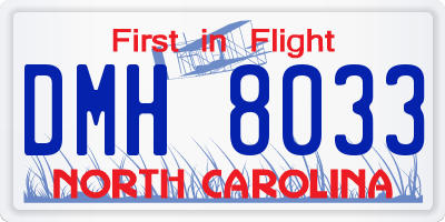 NC license plate DMH8033