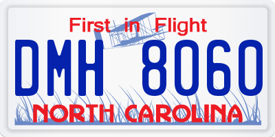 NC license plate DMH8060
