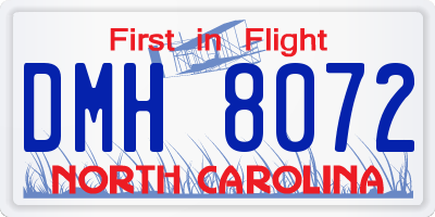 NC license plate DMH8072