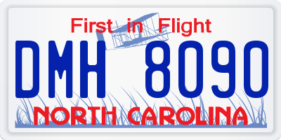 NC license plate DMH8090