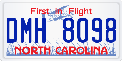 NC license plate DMH8098