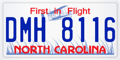 NC license plate DMH8116